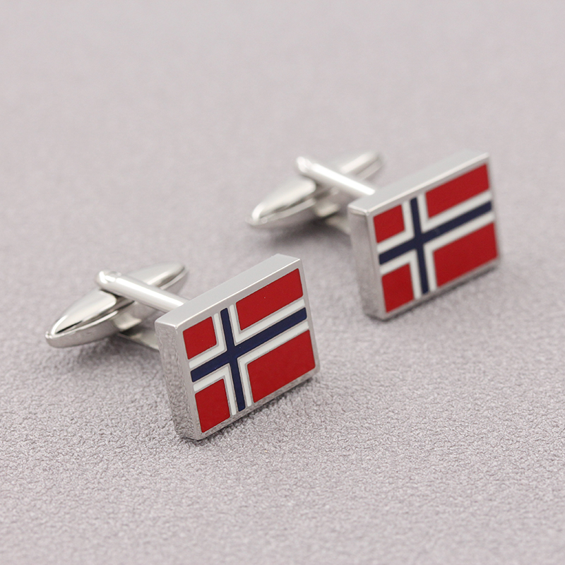 Accesorio de joyería de moda Gemelos de esmalte Gemelos de bandera noruega