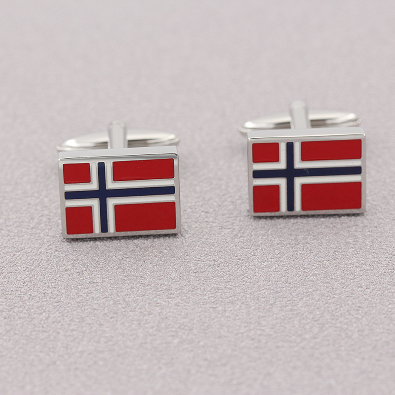 Accesorio de joyería de moda Gemelos de esmalte Gemelos de bandera noruega